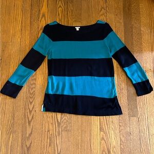 J crew navy and blue stripe top size s